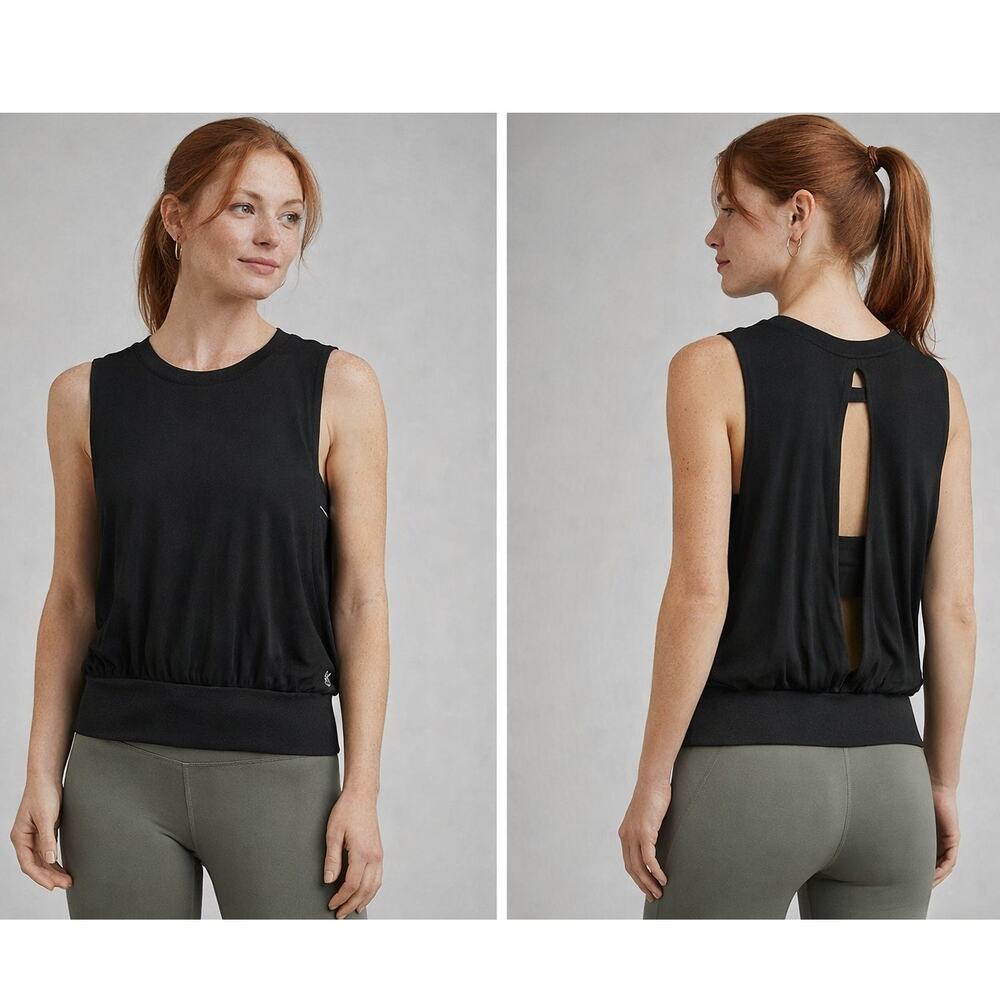 Free People Movement Black Sleeveless Muscle Top Open Back Lightweight M/L